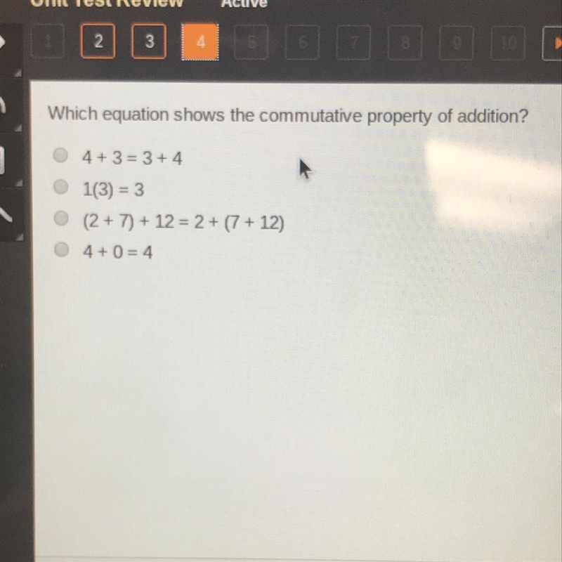 Which equation shows the commutative property of addition?-example-1