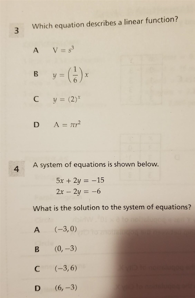 Which equation describes a linear function plsss help me ​-example-1