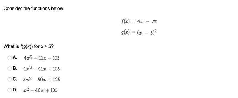 What is f(g(x)) for x > 5?-example-1