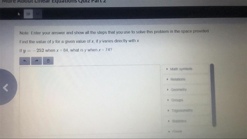 Find the value of y for a given value of x, if y varies directly with x-example-1