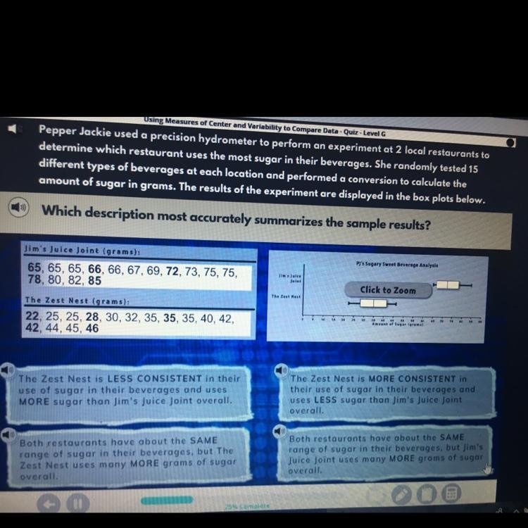 pepper jackie used a prescision hydrometer to perform an experiment at 2 local restaurants-example-1