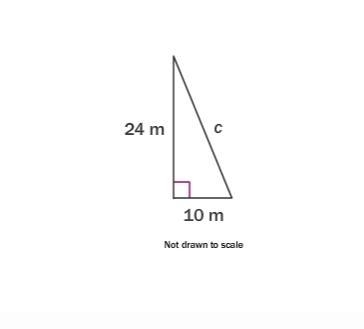 In the given right triangle, find the missing length. 27 m 25 m 26 m 28 m-example-1