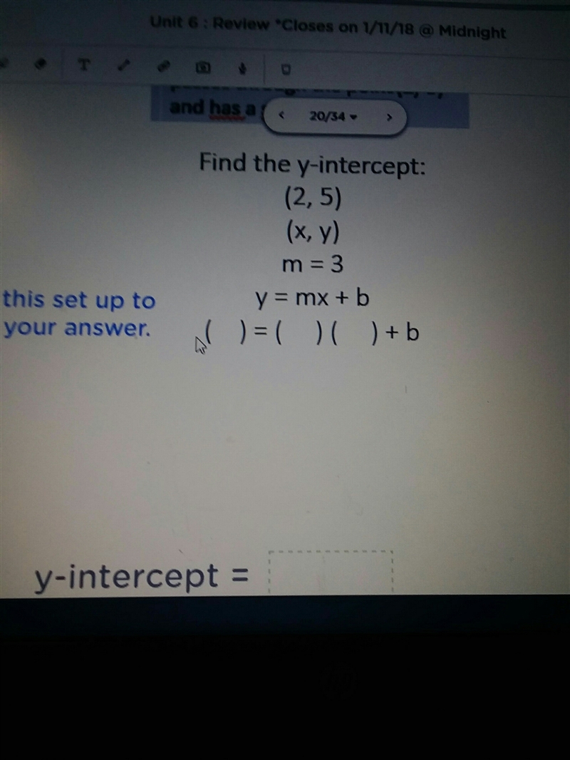 The graph of a linear function passes through the point (2,5) and a slope of 3-example-1