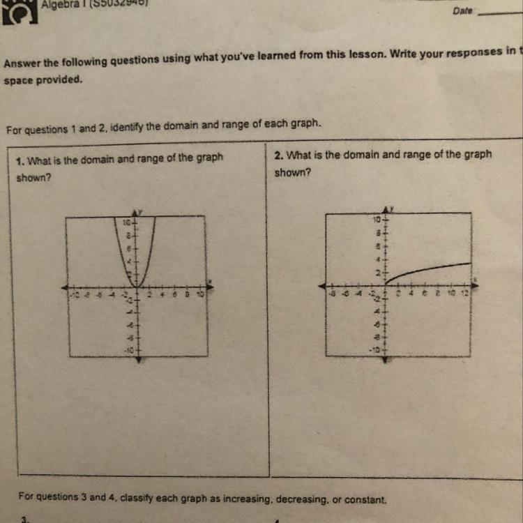 What are the domains and ranges of the graphs-example-1