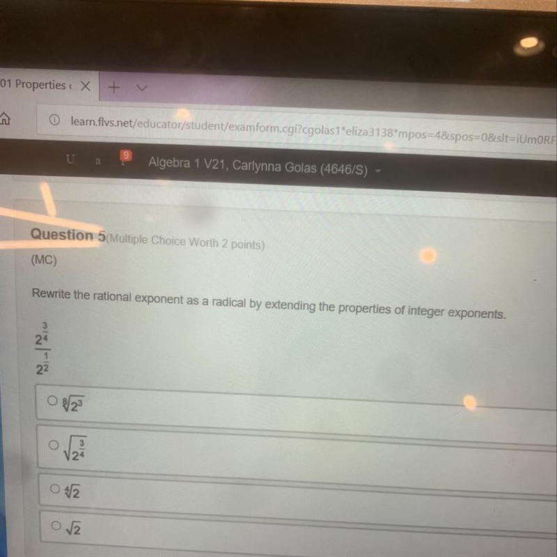 Rewrite the rarional exponent as a radical by extending the properties of integer-example-1