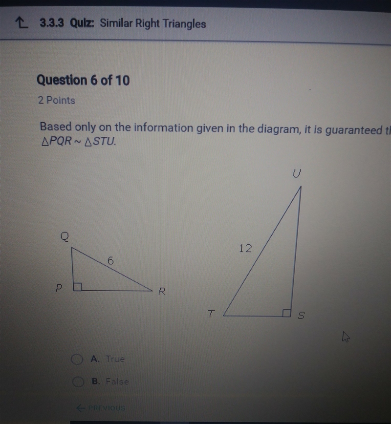 Based only on the information given in the diagram it is guaranteed that trangle pqr-example-1