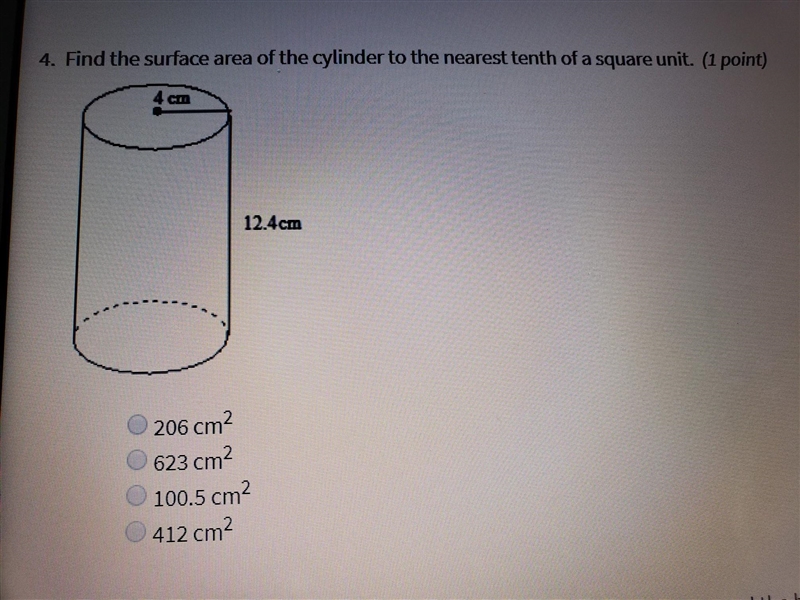 Find the surface area of the cylinder to the nearest tenth of a square unit. ​-example-1