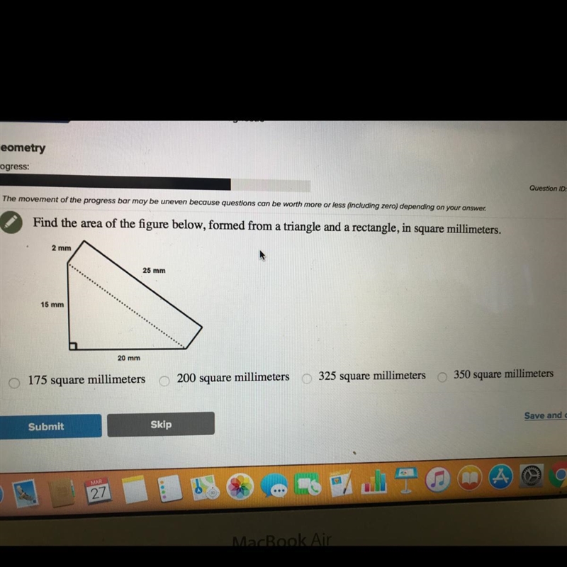 What is the area in square millimeters ?-example-1