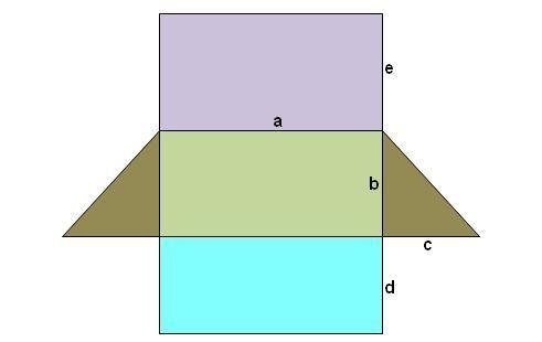 The figure below is a net for a triangular prism. Side a = 22 feet, side b = 14 feet-example-1