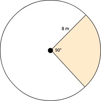 Find the area of the shaded sector. Leave your answer in terms of π. 48π m2 16π m-example-1