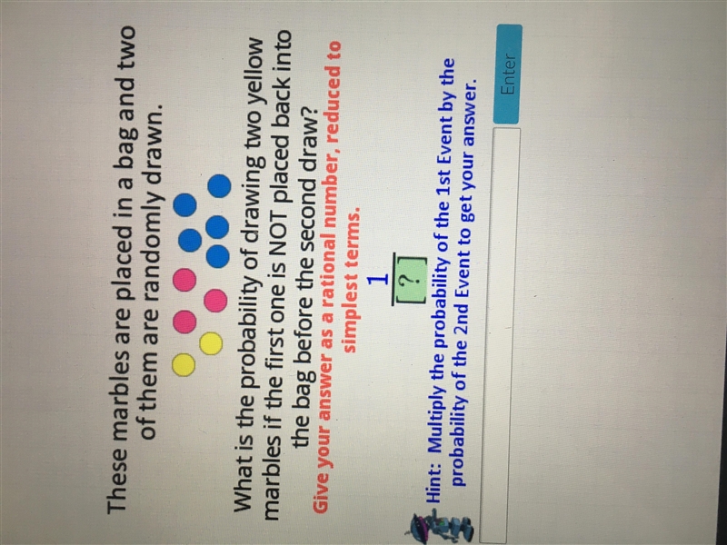 There are 10 marbles. What is the probability of drawing two yellow marbles if the-example-1