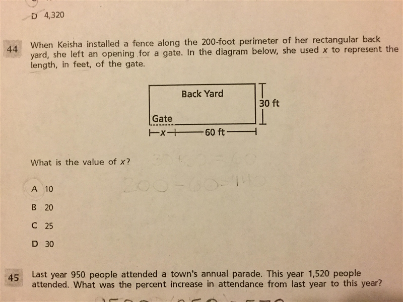 When Keisha installed a fence along the 200-foot perimeter of her rectangular back-example-1