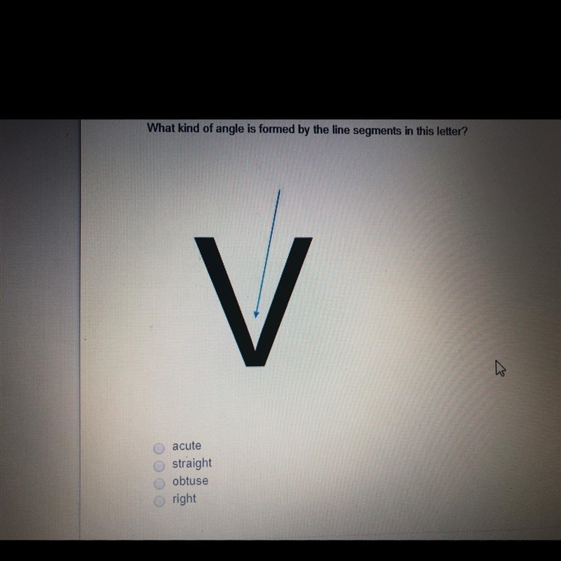 What kind of angle is formed by the line segments in this letter?-example-1