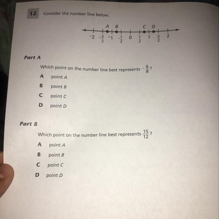 I need help on part A and B. On part A “which point on the number line best represents-example-1