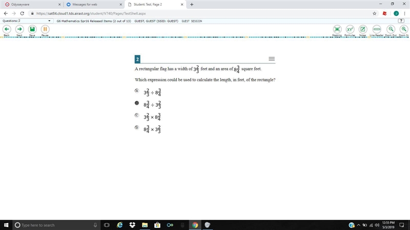 Which expression could be used to calculate the length, in feet, of the rectangle-example-1