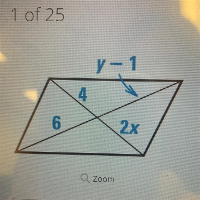 Find the values of y in the parallelogram.-example-1