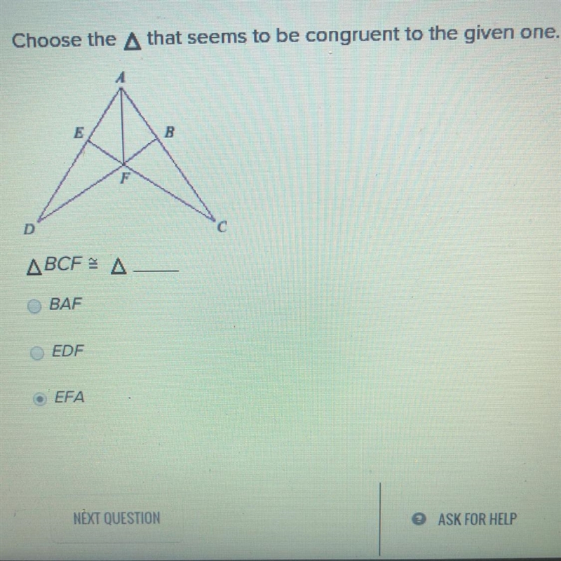 Choose the triangle that seems to be congruent to the given one-example-1