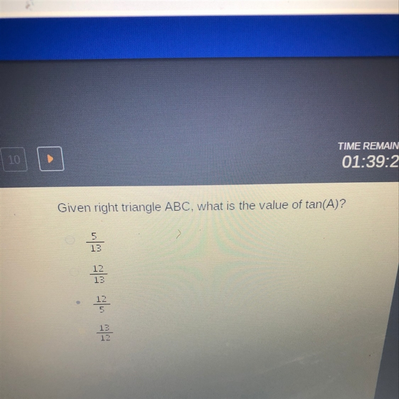 Given right triangle ABC, what is the value of tan(A)?-example-1