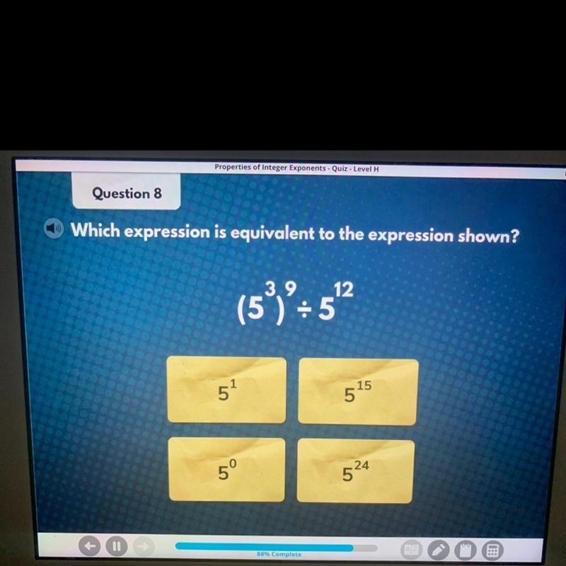 Which expression is equivalent to the expression shown? Need help-example-1