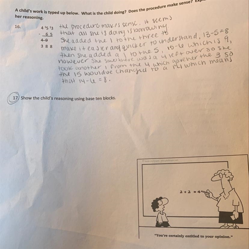 How would you show the child’s reasoning using base ten blocks?-example-1