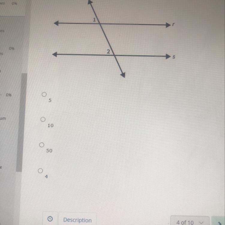 Determine the value of x for which r is parallel to s if m angle 1 = 60-2x and m angle-example-1