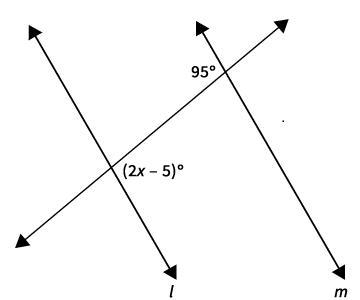 . Find the value of x for which ℓ ∥ m. 45 95 90 50-example-1