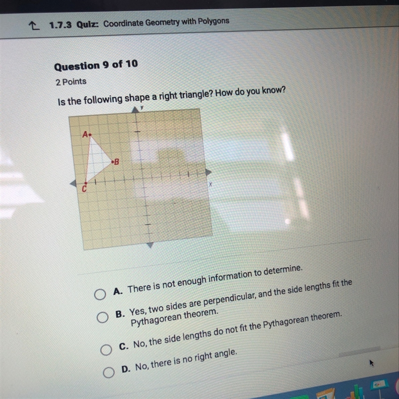 Is this a right triangle?-example-1