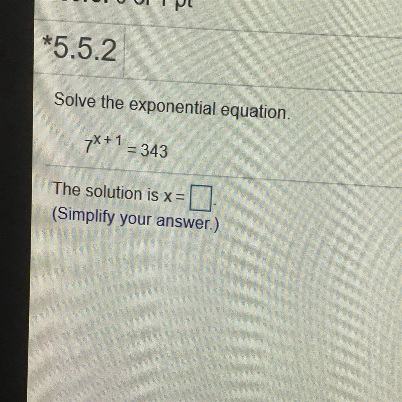 Solve the following simple exponential equation 30 POINTS!!!!!!!!!-example-1