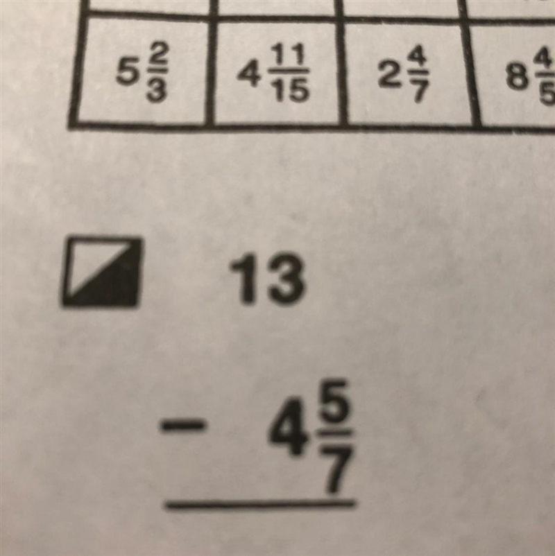 What is 13 minus 4 5/7-example-1