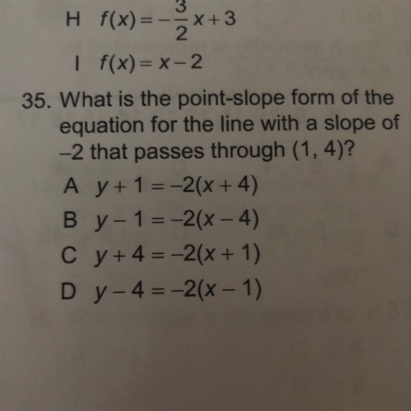 What is the point-slope form of the equation for the line with a slope of -2 that-example-1