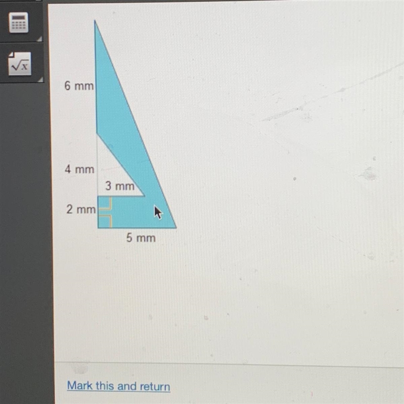 What is the area of the shaded region? 21 mm 24 mm 42 mm 48 mm-example-1