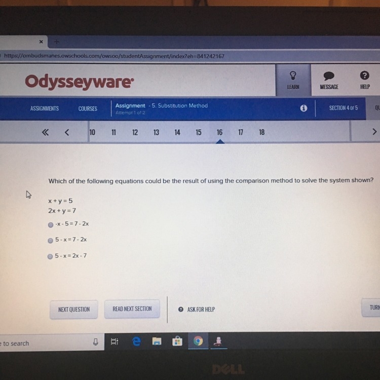 Which of the following equations could be the result of using the comparison method-example-1