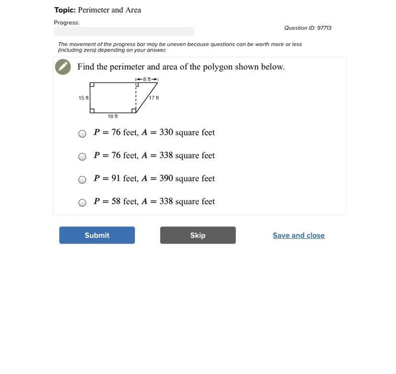 Find the perimeter and area of the polygon shown below. (Full question above)-example-1