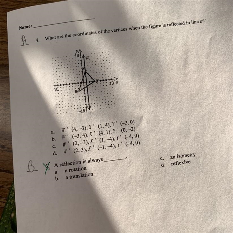 PLEASE HELP ME WITH THE LAST QUESTION. REFLECTIONS IN GEOMETRY.-example-1