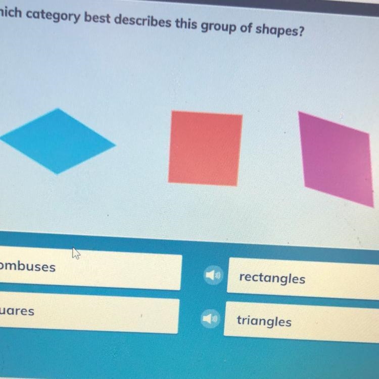 » Which category best describes this group of shapes! rhombuses rectangles squares-example-1