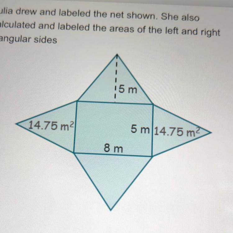 Use Julia’s work and finish finding the areas of the faces what is the surface area-example-1