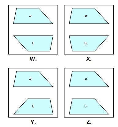 Which image shows trapezoid A being translated to create trapezoid B? A. Z B. Y C-example-1