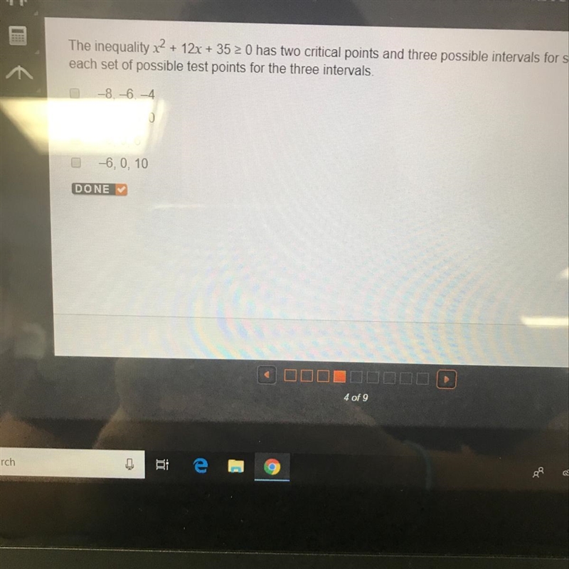 What are the two critical points and three possible intervals for this solution? A-example-1