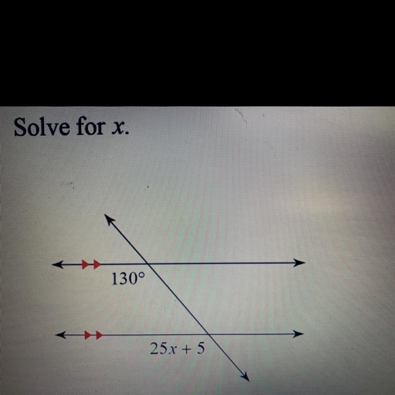 Solve for x 130 25x+5-example-1