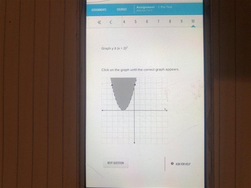 Graph y greater than or equal to (x+2)^2-example-1