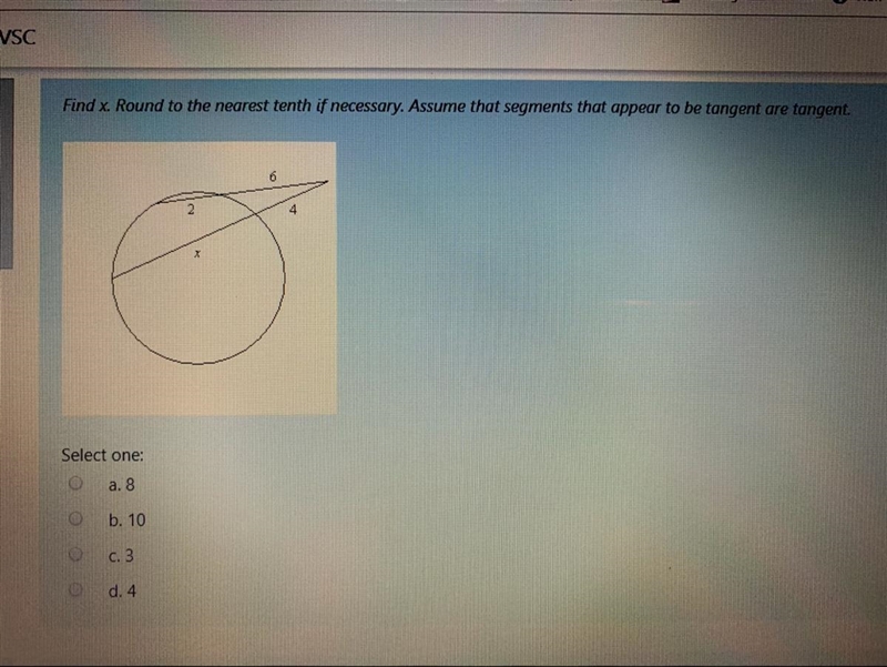 Find x. Round to the nearest tenth if necessary. Assume that segments that appear-example-1