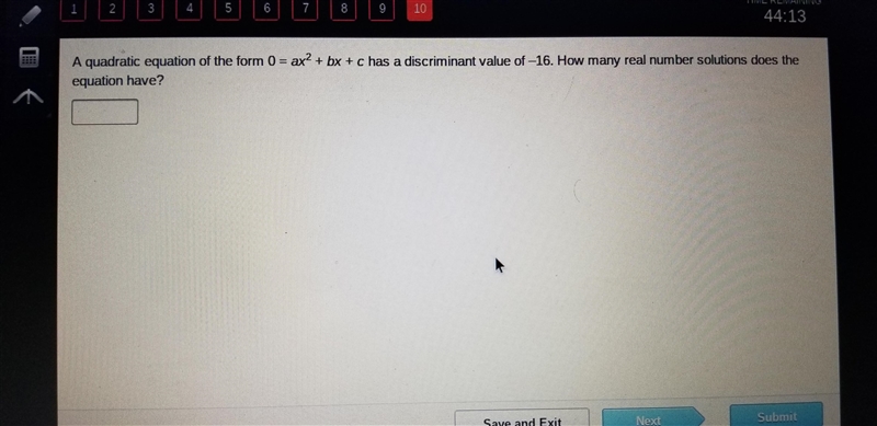 A quadratic equation of the form 0=ax^2+bx+c has a discriminate value of -16. How-example-1