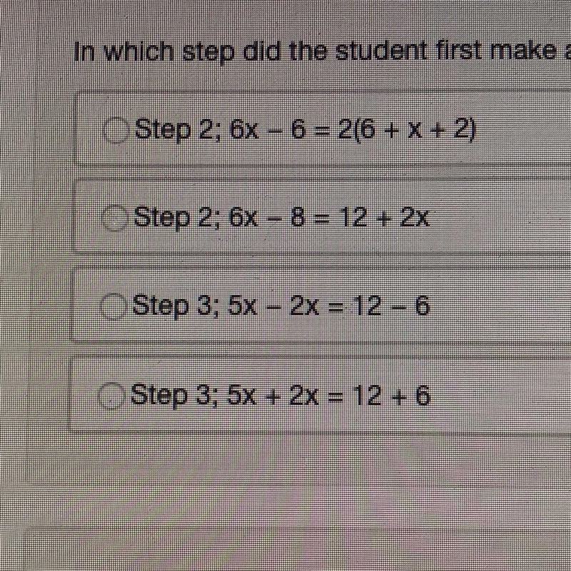 In which step to the student first make an error and what is the correct step-example-1