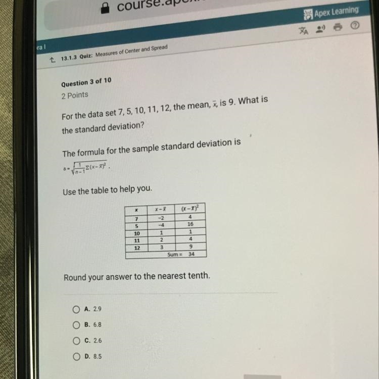 For the data set 7 ,5,10,11,12-example-1