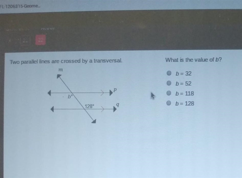 Two parallel lines are crossed by a transversal what is the value of b ​-example-1