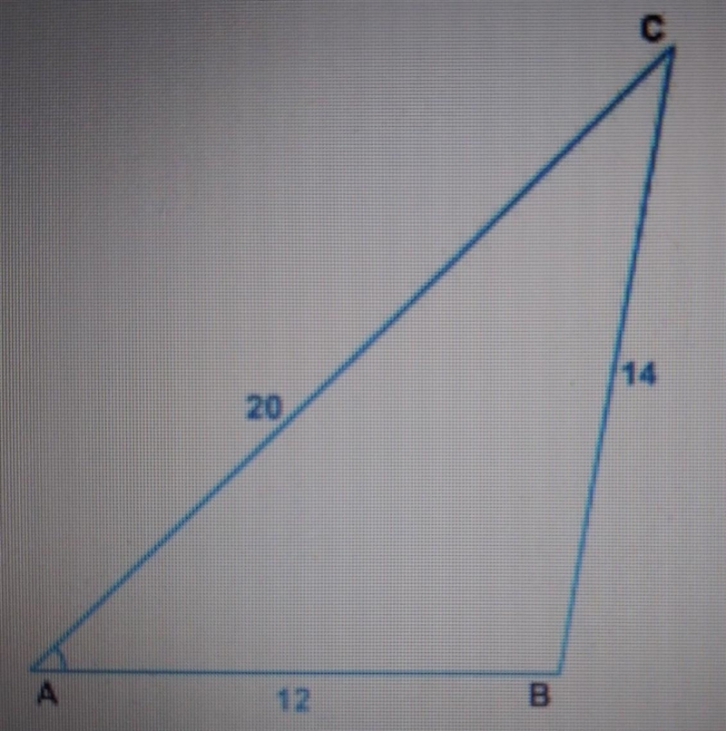 Find the measure of angle A in the triangle ABC.​-example-1