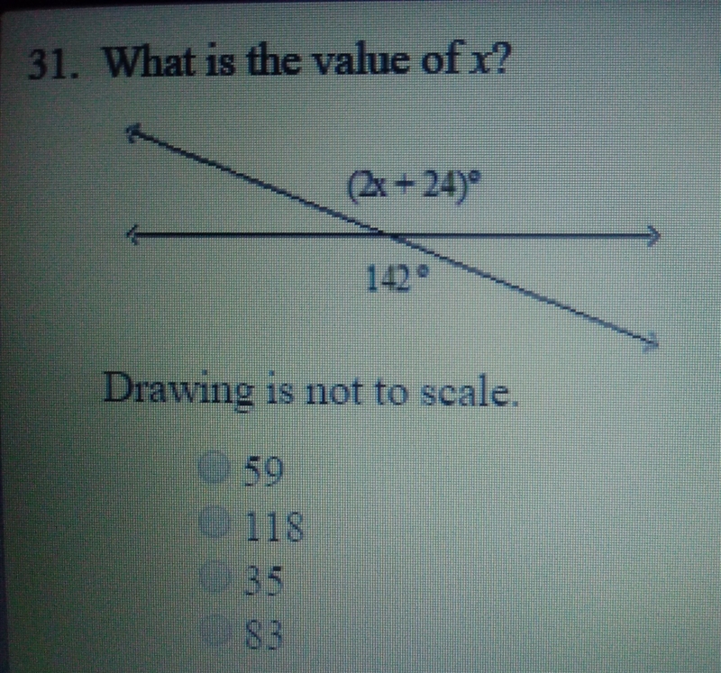 What is the value of x? Drawing is not to scale.-example-1