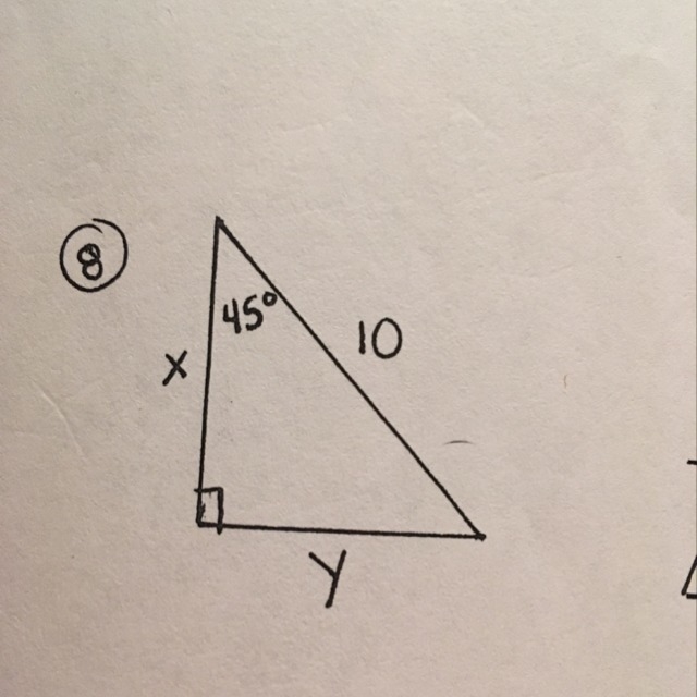 How do I solve this 45 45 90 triangle-example-1