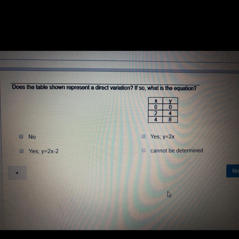 PLEASE HELP ASAP!!! Does the table shown represent a direct variation? If so, what-example-1