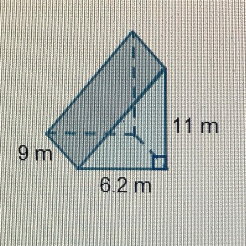 What is the volume of the right triangular prism? Round to the nearest tenth-example-1